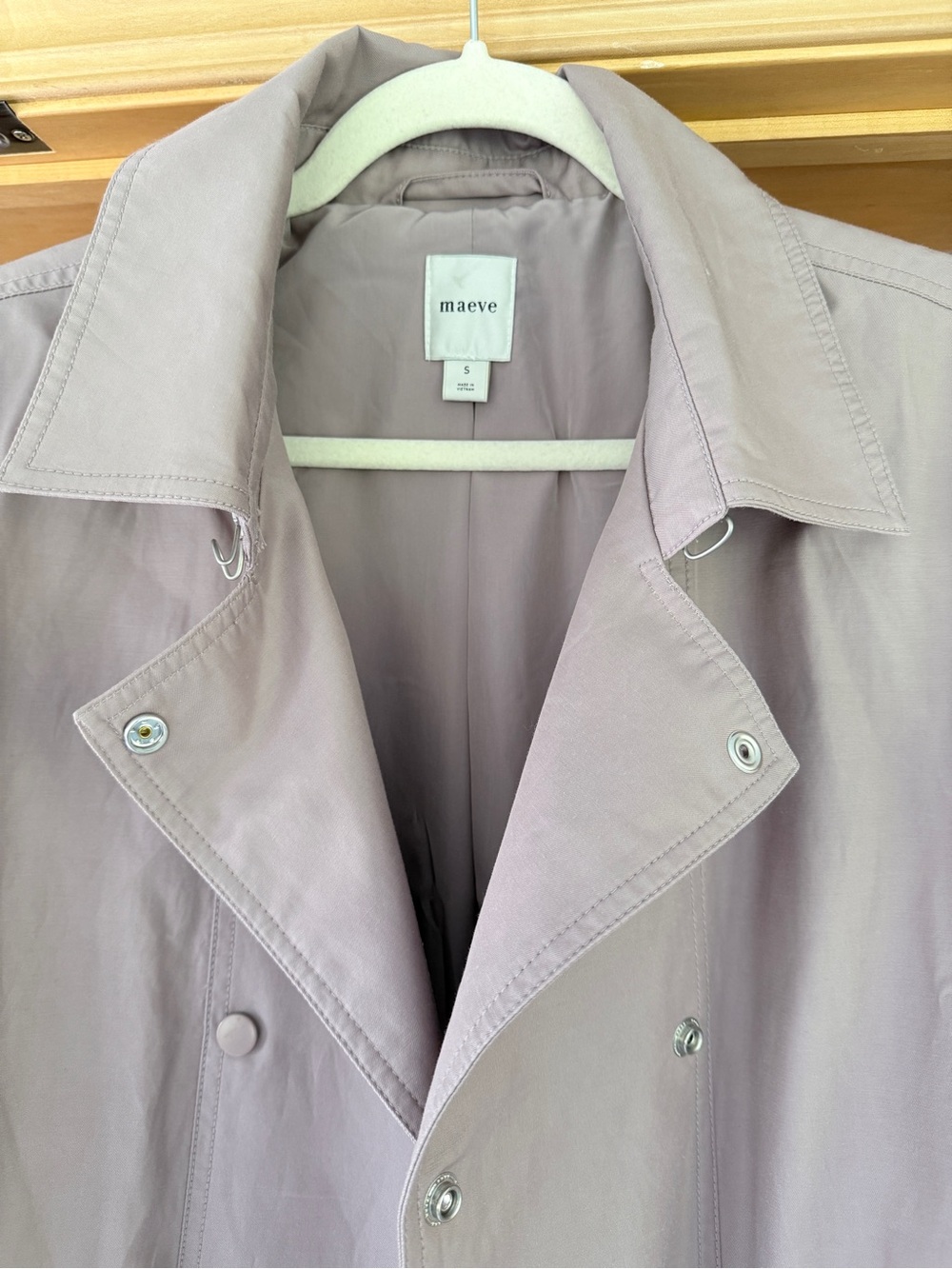 Maeve Mauve Double-Breasted Long Trench Coat - Picture 2 of 5